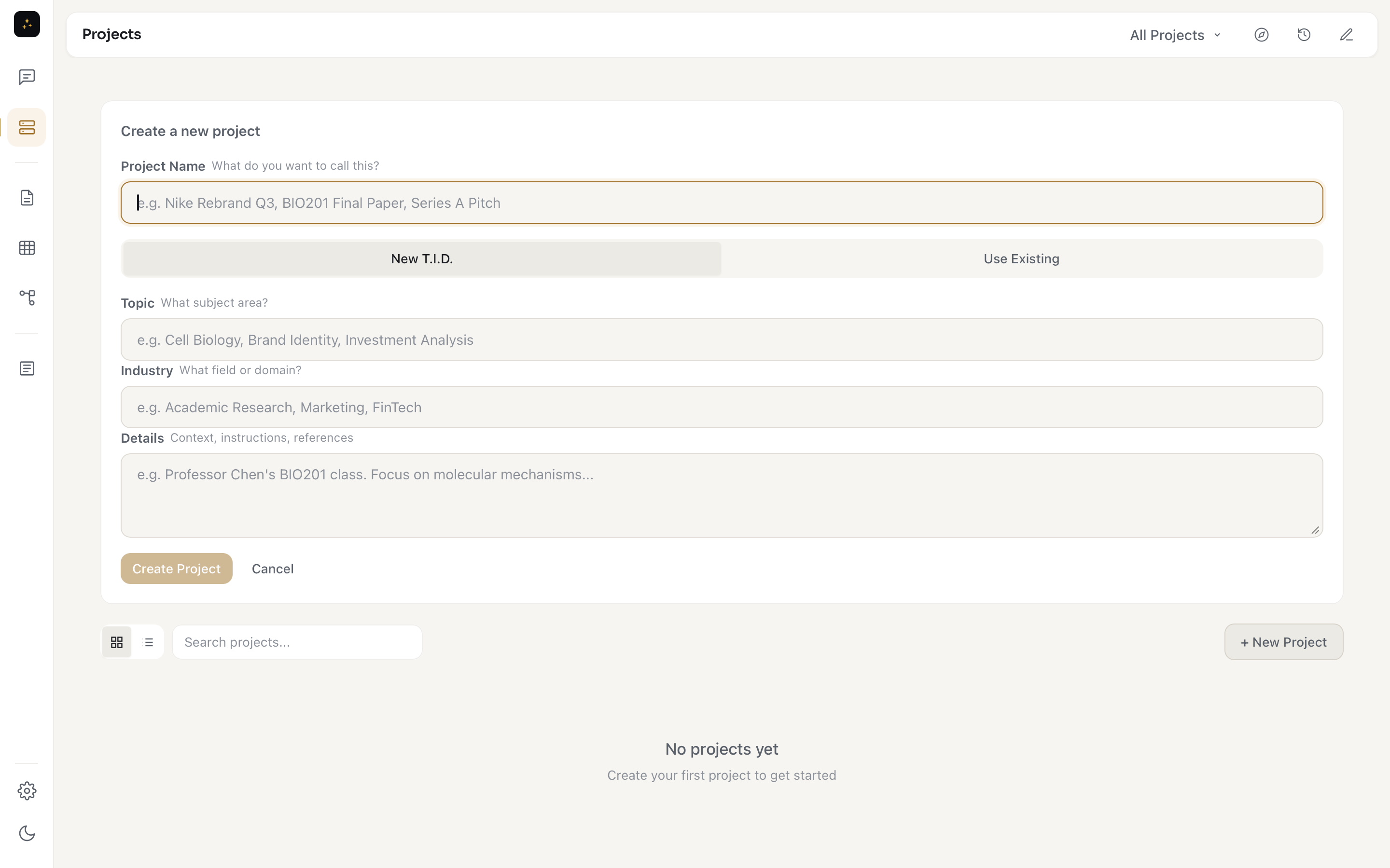 Project setup — simple context fields